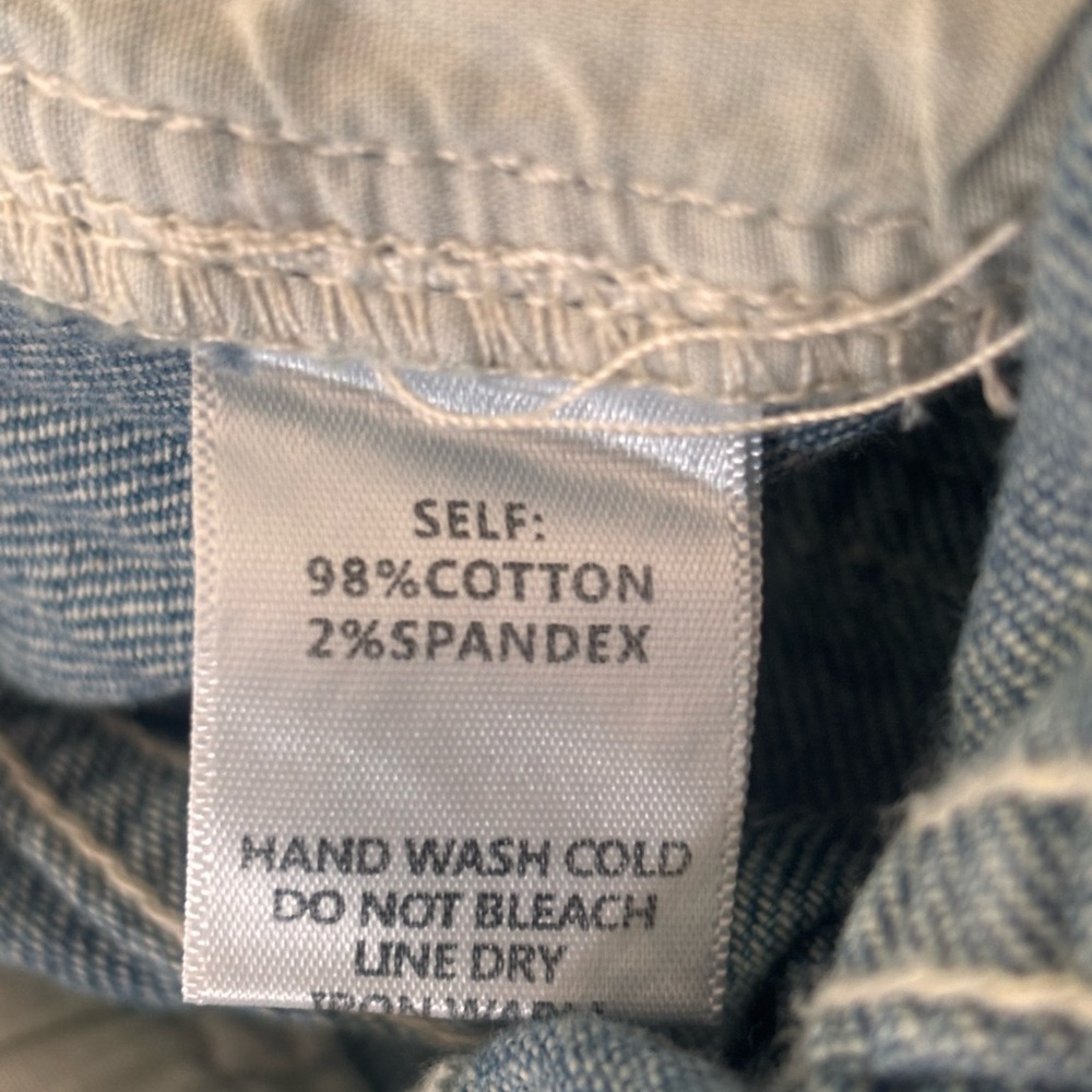 mittoshop Women’s Relaxed Distressed Blue Jeans with White Paint Accents. Sz M - Picture 8 of 9